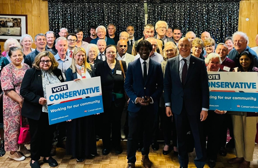 Jonathan Hulley is joined by members and GLA candidate Ron Mushiso as he is confirmed as Conservative candidate for Twickenham at the next General Election