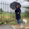 Jenny Hull and dog Poppy outside Udney Park